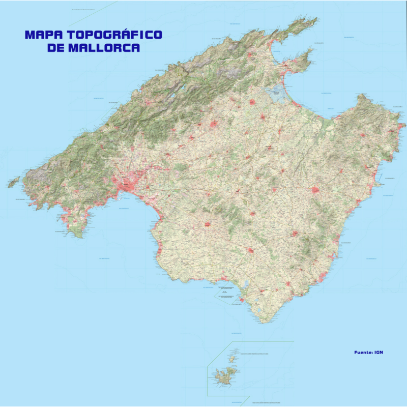 mapa topográfico de mallorca mapa topográfico de mallorca