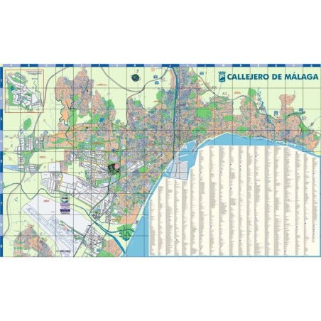 CALLEJERO DE MALAGA - PLANO CALLEJERO DE MÁLAGA PÓSTER 105x175